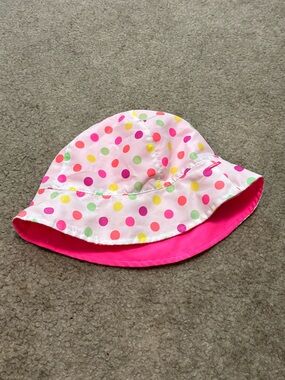 Pink Polka Dot Sun/rain Hat with Velcro strap